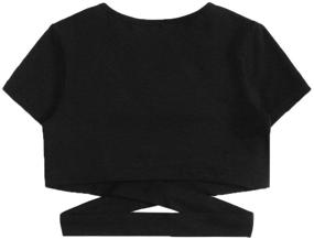 img 3 attached to Romwe Cutout Sleeve Crisscross T Shirts Girls' Clothing