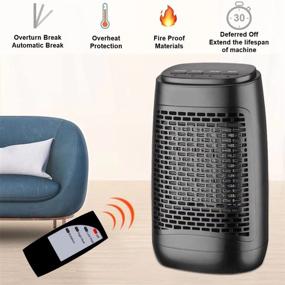 img 3 attached to 🔥 1500W Electric Space Heater with Remote Control - Safe Portable Heater with Thermostat for Indoor Use - 60° Oscillating Mini Heater - Ceramic Heaters for Home Office