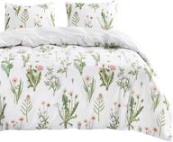 🌸 wake in cloud - botanical comforter set, pink dandelion flowers and green leaves floral garden pattern printed on white, twin size, soft microfiber bedding (3pcs) logo