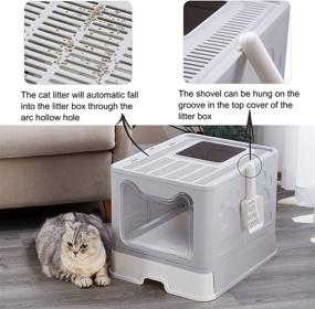 img 1 attached to 🐱 Suhaco Foldable Top Entry Cat Litter Box with Lid: Large Enclosed Potty for Effortless Cleaning and Anti-Splashing, includes Litter Scoop