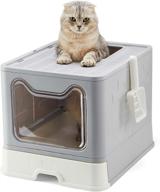 🐱 suhaco foldable top entry cat litter box with lid: large enclosed potty for effortless cleaning and anti-splashing, includes litter scoop logo