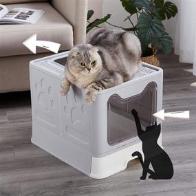 img 3 attached to 🐱 Suhaco Foldable Top Entry Cat Litter Box with Lid: Large Enclosed Potty for Effortless Cleaning and Anti-Splashing, includes Litter Scoop