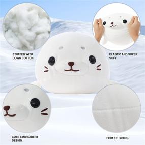 img 3 attached to 🐬 Cute Seal Plush Toy Stuffed Animal – Soft Hugging Pillow for Kids, Boys, Girls, Toddlers – Chubby Plushie Gift - Cuddly Stuffed Sea Animal - Adorable Home Decor (17.7" White)