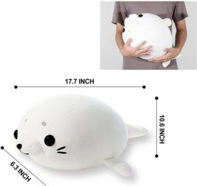 img 2 attached to 🐬 Cute Seal Plush Toy Stuffed Animal – Soft Hugging Pillow for Kids, Boys, Girls, Toddlers – Chubby Plushie Gift - Cuddly Stuffed Sea Animal - Adorable Home Decor (17.7" White)