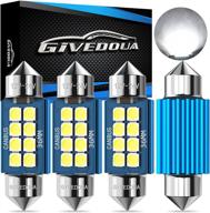 givedoua 6418 led bulb c5w led bulb 36mm 1.42” led bulb, ultra bright 12v 24v canbus error free led bulb kit for interior dome light map light license plate lights courtesy light 6500k white pack of 4pcs logo