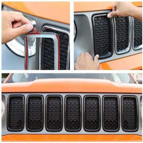 img 1 attached to 🚙 Enhance Your Jeep Renegade's Style with JeCar Grille Inserts: ABS Grill Cover Trim Kit in Carbon Fiber Texture for 2019-2020 BU