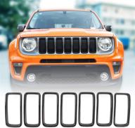 🚙 enhance your jeep renegade's style with jecar grille inserts: abs grill cover trim kit in carbon fiber texture for 2019-2020 bu logo