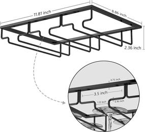 img 3 attached to 🍷 Держатель для бокалов LACAFA - подвесная полка для стеклянных бокалов под кабинетом: эффективная организация дома, бара и кухни с 3 рядами для подвешивания бокалов, металлический органайзер в черном цвете.
