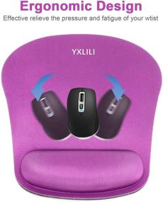 img 3 attached to YXLILI Ergonomic Purple Mouse Pad with Wrist Support, Gaming Mouse Mat and Gel Wrist Rest – Easy Typing, Pain Relief, Non-Slip Rubber Base – Waterproof Mousepads for Home Office, Work, Study