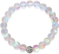 🧜 mermaid glass friendship bracelet - kids size with frosted white moonstone beads (8mm) logo