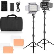 🎥 emart dimmable led video studio light kit - 2 pack with adjustable tripod stand, rechargeable batteries - ideal for room photography, youtube, streaming lighting, filming logo