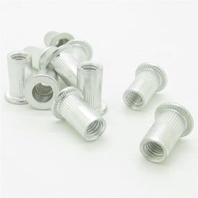 img 1 attached to Pack of 100 M5 5mm 🔩 Flat Head Aluminum Rivet Nut Blind Insert Nuts