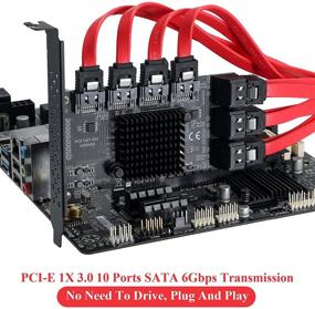 img 1 attached to 🛒 MZHOU PCIe 1X Интерфейс 3.0 10-портовая SATA карта - Включает 10 SATA кабелей, кабель разветвления питания SATA и низкопрофильный кронштейн - 6Gbps SATA 3.0 PCIe карта, поддерживающая 10 устройств SATA 3.0 порта