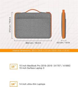 img 3 attached to 📚 Inateck 14-14.1 Inch Laptop Sleeve Case Briefcase: Perfect Fit for 14-14.1'' Laptops, 15'' MacBook Pro, Notebooks, Chromebooks - Compatible with 2018/2017/2016 Models