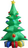 🎄 8ft lighted green christmas tree inflatable with multicolored gift boxes and star - perfect for indoor/outdoor garden, yard, & party decorations logo