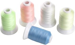 img 4 attached to 🧵 Simthread Glow in The Dark Embroidery Thread Set - 5 Colors, 1000 Yards Each - Compatible with Brother, Janome, Pfaff, Babylock, Singer, Bernina, Husqvarna, and Most Home Embroidery Machines - Ideal for Special Embroidery Designs