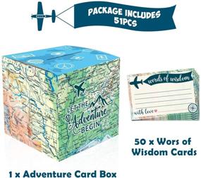 img 2 attached to 51PC Adventure Card Box Holder with Advice Cards for Adventure Awaits Bon Voyage, Farewell, Travel Themed Birthday, Graduation, Retirement, Job, Career Change Party Decorations Supplies