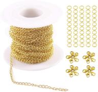 📿 tiparts gold plated stainless steel cable chains: 30ft bulk necklace making kit with lobster clasps and jump rings logo