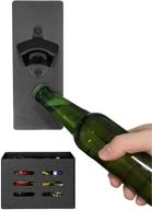 🍺 wall mounted magnetic bottle opener with cap catcher - convenient fridge, kitchen, bar accessory for beer lovers and collectors - black logo