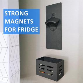 img 2 attached to 🍺 Wall Mounted Magnetic Bottle Opener with Cap Catcher - Convenient Fridge, Kitchen, Bar Accessory for Beer Lovers and Collectors - Black