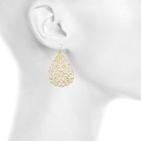 img 1 attached to 👑 LUX ACCESSORIES Gold Large Filigree Teardrop Dangle Earrings - Ornate Fashion Jewelry