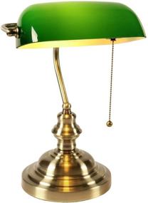 img 4 attached to 💡 Stylish and Functional Green Glass Bankers Desk Lamp: Newrays Pull Chain Switch Plug-in Fixture