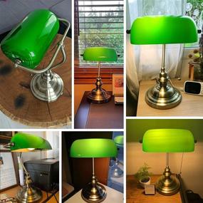 img 2 attached to 💡 Stylish and Functional Green Glass Bankers Desk Lamp: Newrays Pull Chain Switch Plug-in Fixture