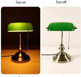 img 1 attached to 💡 Stylish and Functional Green Glass Bankers Desk Lamp: Newrays Pull Chain Switch Plug-in Fixture