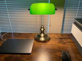 img 3 attached to 💡 Stylish and Functional Green Glass Bankers Desk Lamp: Newrays Pull Chain Switch Plug-in Fixture