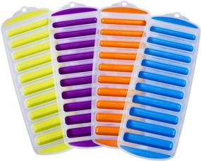 img 4 attached to 🧊 Set of 4 Silicone Ice Stick Cube Trays by Ozera - Easy Release Ice Cube Tray for Water Bottles, Sports and More - Assorted Bright Colors