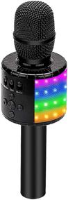 img 4 attached to 🎤 Беспроводной Bluetooth-микрофон для караоке BONAOK Q78 черный с LED-подсветкой, портативная караоке-система в виде портативного динамика для домашних вечеринок и дня рождения, совместимый со всеми смартфонами.