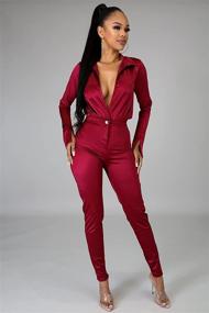 img 3 attached to 👗 Elevate Your Style with CupoJito Shoulder Elastic Stretchy Jumpsuit: Women's Clothing Must-Have!