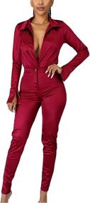 img 4 attached to 👗 Elevate Your Style with CupoJito Shoulder Elastic Stretchy Jumpsuit: Women's Clothing Must-Have!