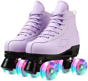 img 3 attached to 👟 Unisex Classic Double-Row Four-Wheel Roller Skates - High-Top Cowhide Shoes for Men and Women