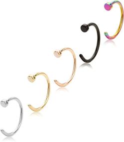 img 3 attached to 💍 REVOLIA Pack of 5 Stainless Steel Nose Rings Hoop Body Piercing Jewelry – 18-22G, 8-10MM