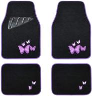 🚗 august auto universal fit butterfly set of 4pcs carpet car floor mats with heelpad – perfect for sedan, suvs, truck, vans logo