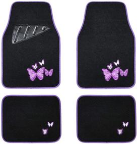 img 4 attached to 🚗 August Auto Universal Fit Butterfly Set of 4pcs Carpet Car Floor Mats with Heelpad – Perfect for Sedan, SUVs, Truck, Vans