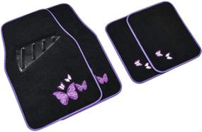 img 2 attached to 🚗 August Auto Universal Fit Butterfly Set of 4pcs Carpet Car Floor Mats with Heelpad – Perfect for Sedan, SUVs, Truck, Vans