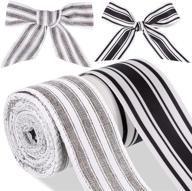 🎀 striped wired ribbon rolls - black/white & white/grey - 5 yards, 1-1/2 inch wide for farmhouse-inspired craft, wrapping and decoration logo