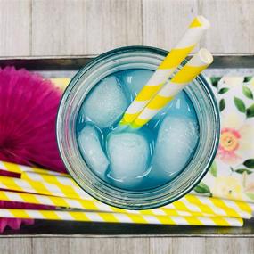 img 1 attached to 🌼 Yellow and White Striped Paper Straws - 7.75 Inches - Pack of 50 - Outside the Box Papers Brand