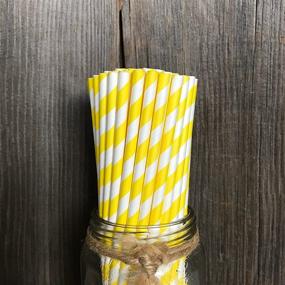 img 2 attached to 🌼 Yellow and White Striped Paper Straws - 7.75 Inches - Pack of 50 - Outside the Box Papers Brand