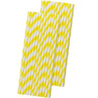 🌼 yellow and white striped paper straws - 7.75 inches - pack of 50 - outside the box papers brand logo