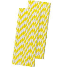 img 4 attached to 🌼 Yellow and White Striped Paper Straws - 7.75 Inches - Pack of 50 - Outside the Box Papers Brand