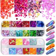 💅 теплые наклейки для ногтей warmfits nail art heart glitter: 24 голографических блесток в форме сердца и полые пайетки для украшения акриловых ногтей и рукоделия (узор а) логотип