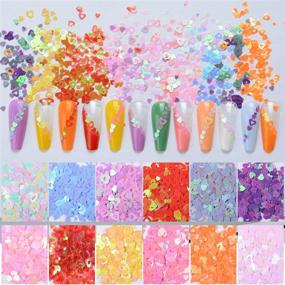 img 1 attached to 💅 Теплые наклейки для ногтей Warmfits Nail Art Heart Glitter: 24 голографических блесток в форме сердца и полые пайетки для украшения акриловых ногтей и рукоделия (Узор А)