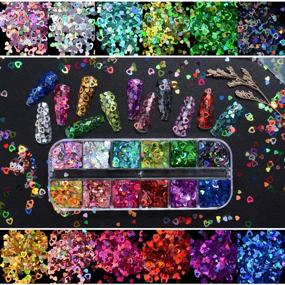 img 2 attached to 💅 Теплые наклейки для ногтей Warmfits Nail Art Heart Glitter: 24 голографических блесток в форме сердца и полые пайетки для украшения акриловых ногтей и рукоделия (Узор А)