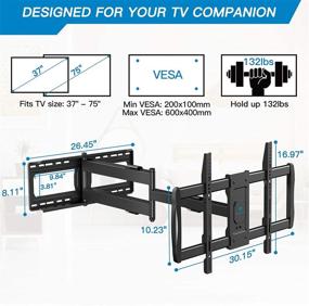 img 2 attached to PERLESMITH Full Motion TV Wall Mount: 37-75 inch Flat/Curved TVs, 42.5" Articulating Arm, Swivel/Tilt, Holds 132lbs, Max VESA 600x400mm, PSXLF01