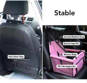 img 2 attached to Portable and Breathable Pet Car Booster Seat for Dog Cat with Seat Belt - Travel Look Out Bag, Safety Stable Dog Carrier with Clip On Leash, Storage Pocket