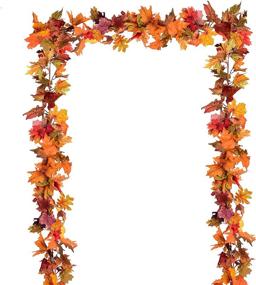 img 4 attached to 2 Pack Autumn Foliage Maple Leaf Garland, 5.9Ft/Piece Hanging Vine Garland for Fall Decorations, Home Wedding Fireplace Party, Christmas Thanksgiving Artiflr