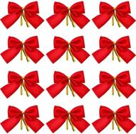 🎀 96-pack red mini velveteen christmas bow decorations for xmas tree - 3.15 inch ornaments for party, gift, diy décor logo